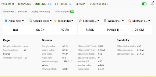 seoquake seo chrome extension